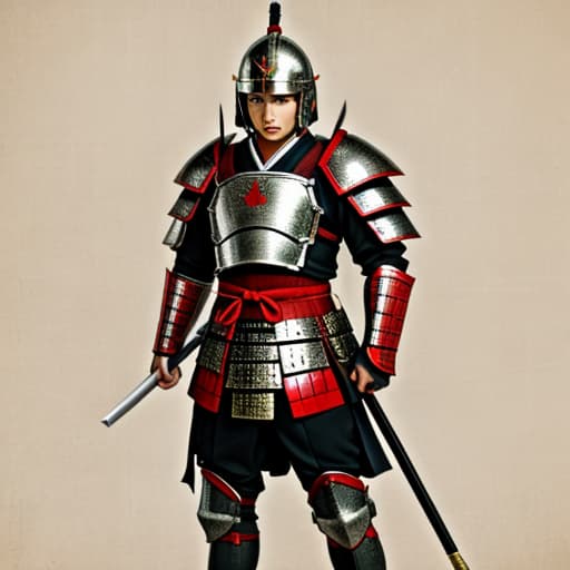  Bishamonten wearing Japanese warrior's armor and Japanese warrior's helmet man Fashion