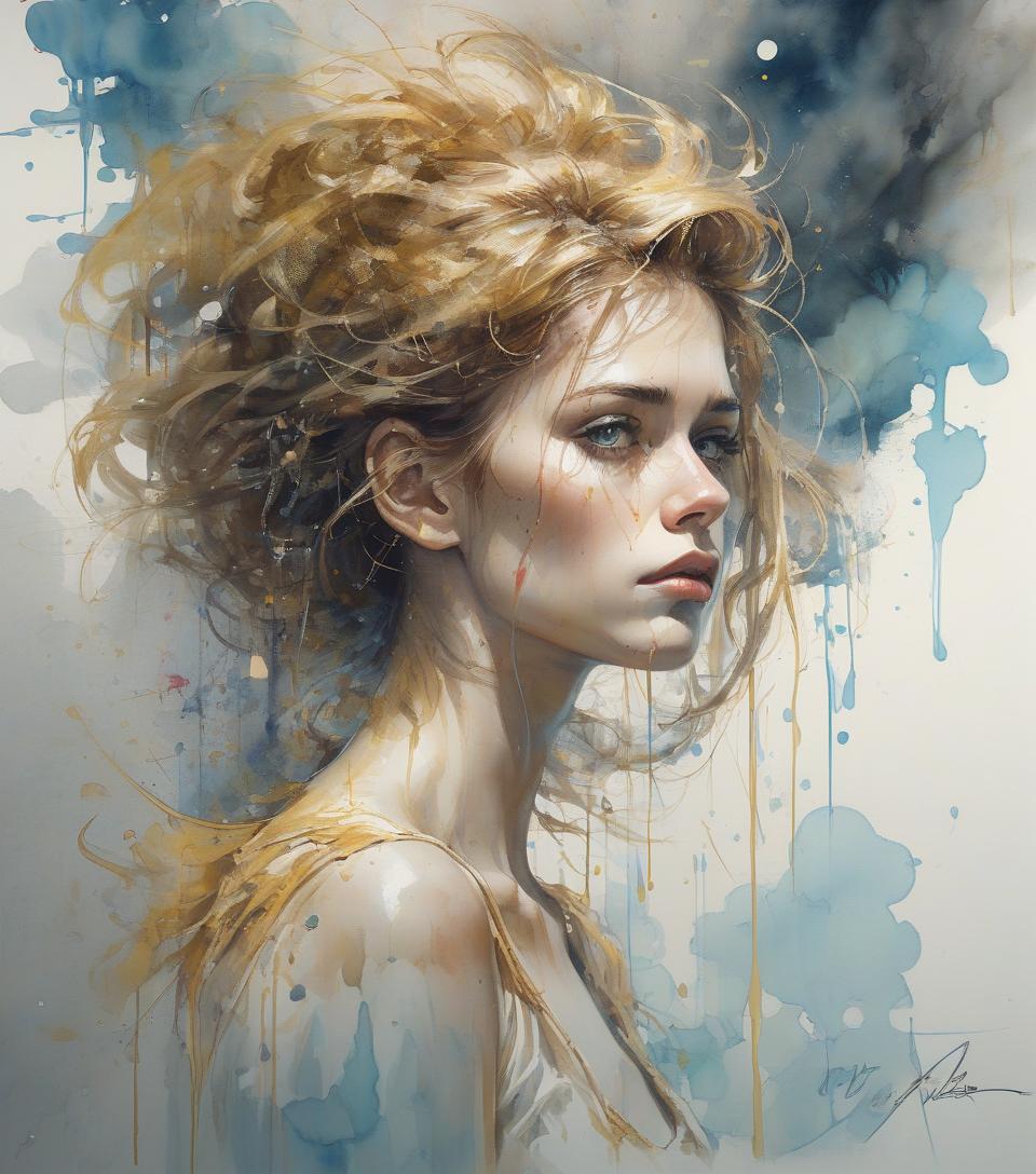  hyper realistic surreal and fantastic composition, perfect and dynamic watercolor, portrait of anna sawai, messy hair, gaze towards the viewer, bioluminescence, style jose royo, boris vallejo, carne griffiths, harrison fisher, brian froud and jeremy mann, decor epic, double exposure, different styles of steadman, hanuka, klimt, bell, hobbie, newton, greg rutkowski, atmospheric, hyperdetail, artstation trend, artgerm, deviant art, octane, masterpiece, complex art, complex details, painting matte movie poster, golden ratio, trending on cgsociety, incredibly detailed and incredibly beautiful