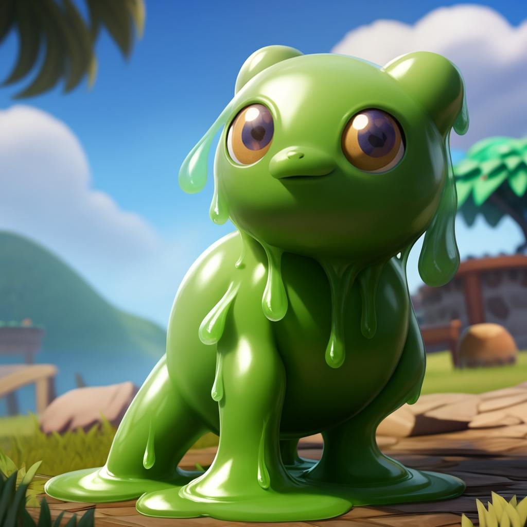  Slime creature (fortnite), full body, open eyes, masterpiece, 4k, fine details,