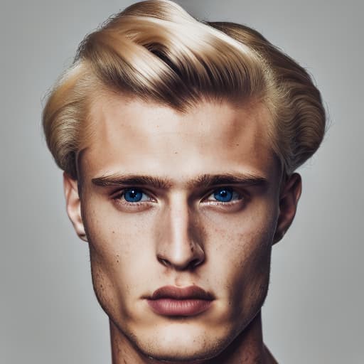 portrait+ style Russian LGBT queer fashion model blonde hunk dude face