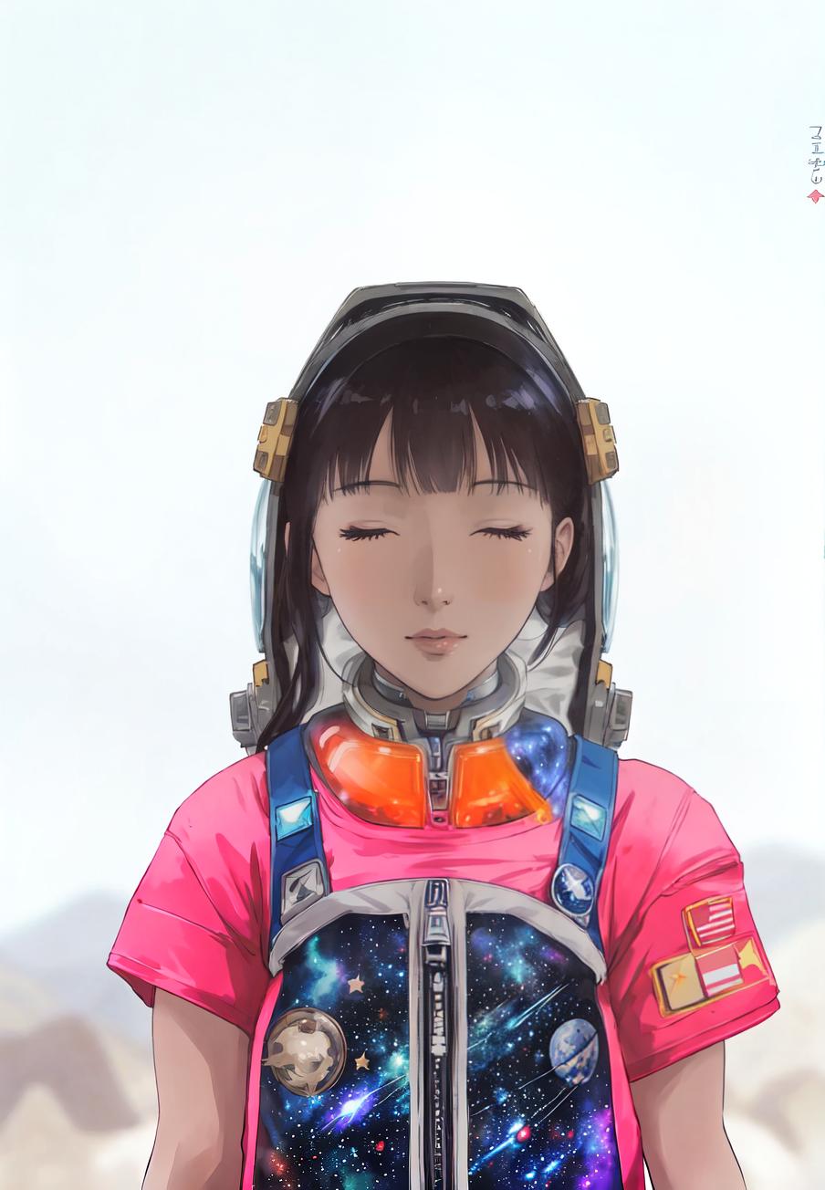  anime style, astronaut in space, fully detailed outer space background with stars, galaxies, nebulae, vibrant colors, wearing detailed space suit, cosmic scene, highly detailed spacesuit, complete space environment hyperrealistic, full body, detailed clothing, highly detailed, cinematic lighting, stunningly beautiful, intricate, sharp focus, f/1. 8, 85mm, (centered image composition), (professionally color graded), ((bright soft diffused light)), volumetric fog, trending on instagram, trending on tumblr, HDR 4K, 8K