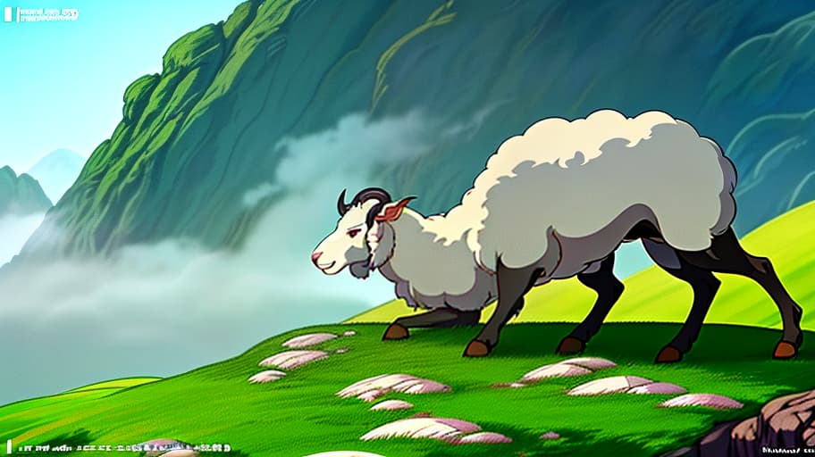  The sheep is playing video games., (Studio ghibli style, Art by Hayao Miyazaki:1.2), Anime Style, Manga Style, Hand drawn, cinematic sensual, Sharp focus, humorous illustration, big depth of field, Masterpiece, concept art, trending on artstation, Vivid colors, Simplified style, trending on ArtStation, trending on CGSociety, Intricate, Vibrant colors, Soft Shading, Simplistic Features, Sharp Angles, Playful hyperrealistic, full body, detailed clothing, highly detailed, cinematic lighting, stunningly beautiful, intricate, sharp focus, f/1. 8, 85mm, (centered image composition), (professionally color graded), ((bright soft diffused light)), volumetric fog, trending on instagram, trending on tumblr, HDR 4K, 8K