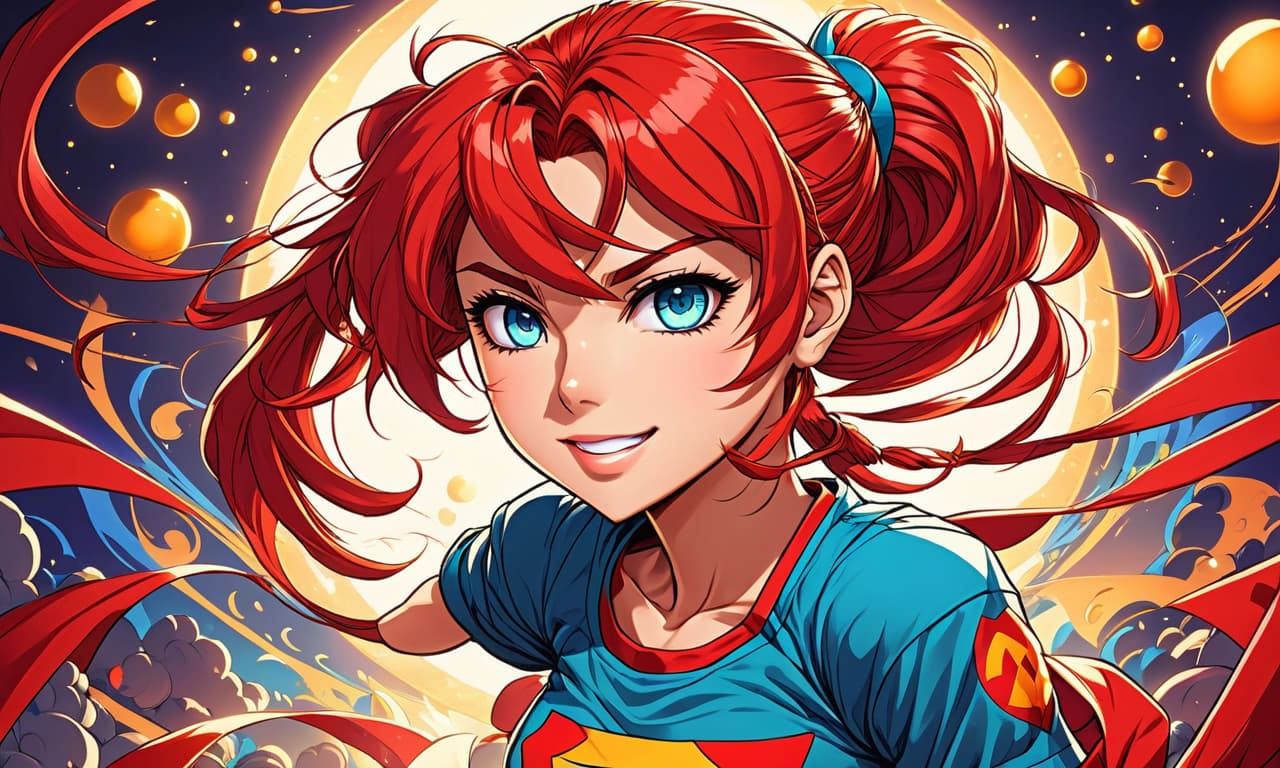  retro game art beautiful anime girl, with red hair, beautiful eyes, tight fitting t shirt . 16 bit, vibrant colors, pixelated, nostalgic, charming, fun