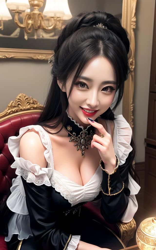  ((((Finger Licking)))),(32K, Real, RAW Photo, Best Quality: 1.4), (((Beautiful big eyes, double eyelids))), (((Actress: Mochiyu Honda,))), (Black hair), (Wavy long hair), (((Upward glance))), (((Delicate and beautiful eyes: 1. 3))), (((Gothic-Loli fashion ))), (((mini-skirt)), (((antique drawing room))), (((big smile))) hyperrealistic, full body, detailed clothing, highly detailed, cinematic lighting, stunningly beautiful, intricate, sharp focus, f/1. 8, 85mm, (centered image composition), (professionally color graded), ((bright soft diffused light)), volumetric fog, trending on instagram, trending on tumblr, HDR 4K, 8K