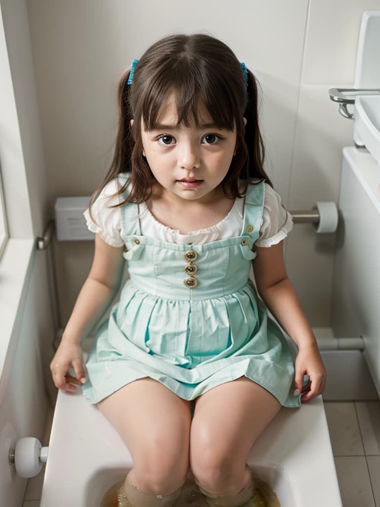  girl in poo, first grader, toilet, masterpiece, best quality,8k,ultra detailed,high resolution,an extremely delicate and beautiful,hyper detail