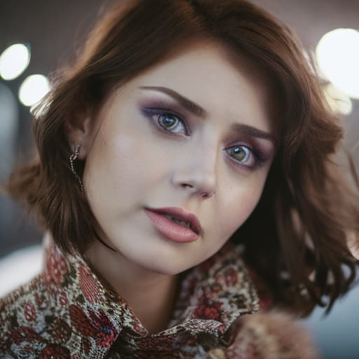 portrait+ style Russian queer TV actress brunette female face