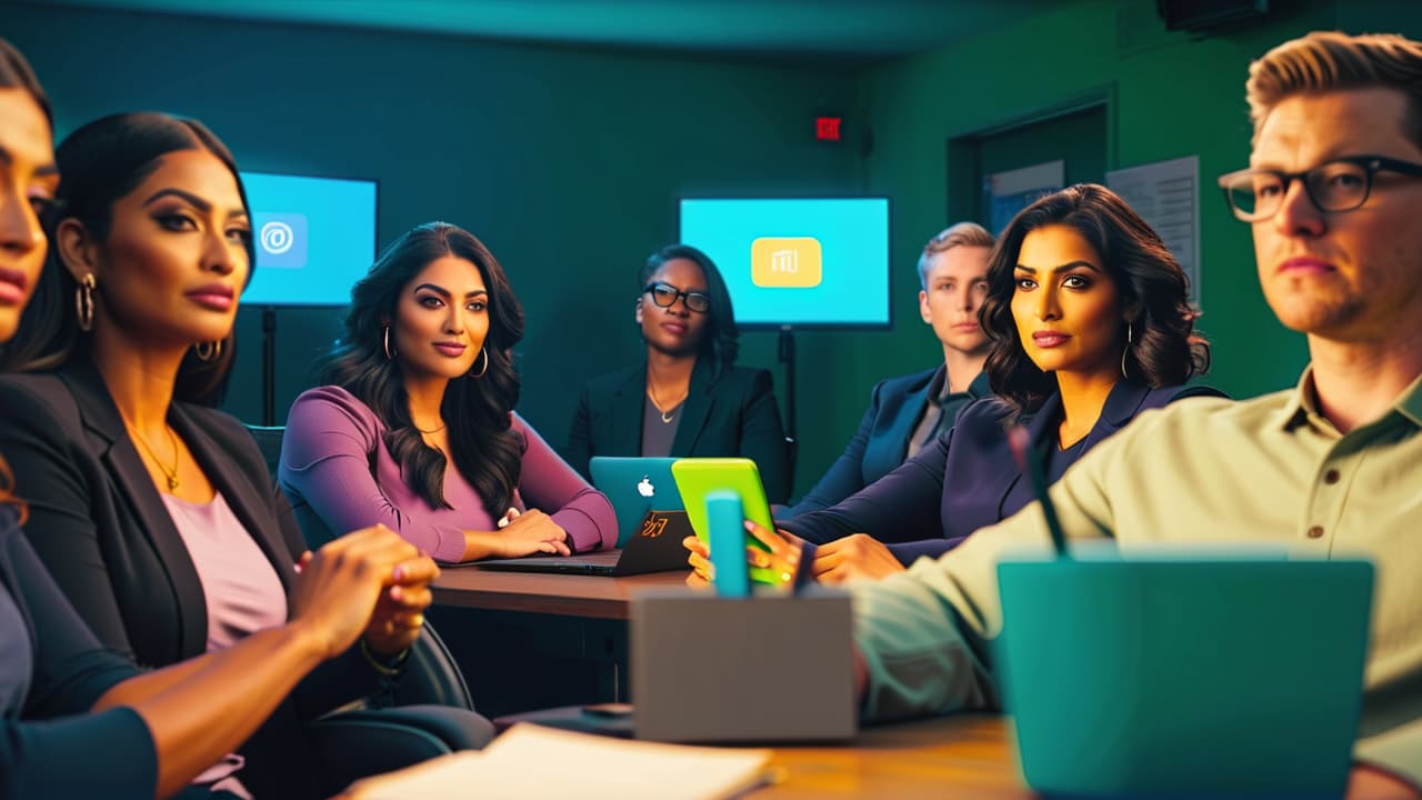  a serene virtual classroom scene, featuring a diverse group of students engaged on screens with a friendly tutor, colorful educational materials scattered around, soft lighting, and motivational posters in the background. hyperrealistic, full body, detailed clothing, highly detailed, cinematic lighting, stunningly beautiful, intricate, sharp focus, f/1. 8, 85mm, (centered image composition), (professionally color graded), ((bright soft diffused light)), volumetric fog, trending on instagram, trending on tumblr, HDR 4K, 8K