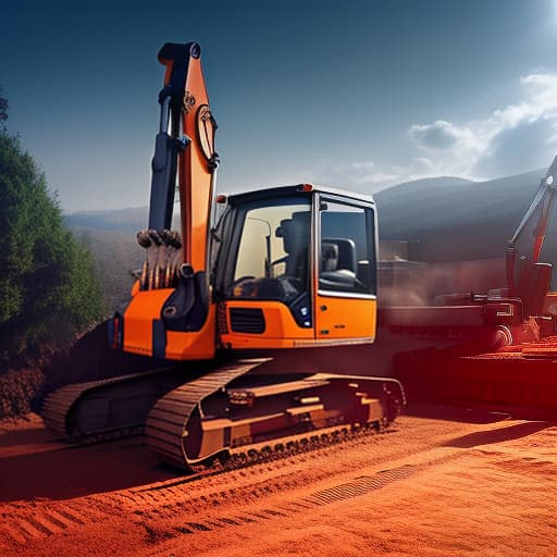  The background is a construction site, with a boy standing in front of an excavator wearing a safety helmet on his head hyperrealistic, full body, detailed clothing, highly detailed, cinematic lighting, stunningly beautiful, intricate, sharp focus, f/1. 8, 85mm, (centered image composition), (professionally color graded), ((bright soft diffused light)), volumetric fog, trending on instagram, trending on tumblr, HDR 4K, 8K