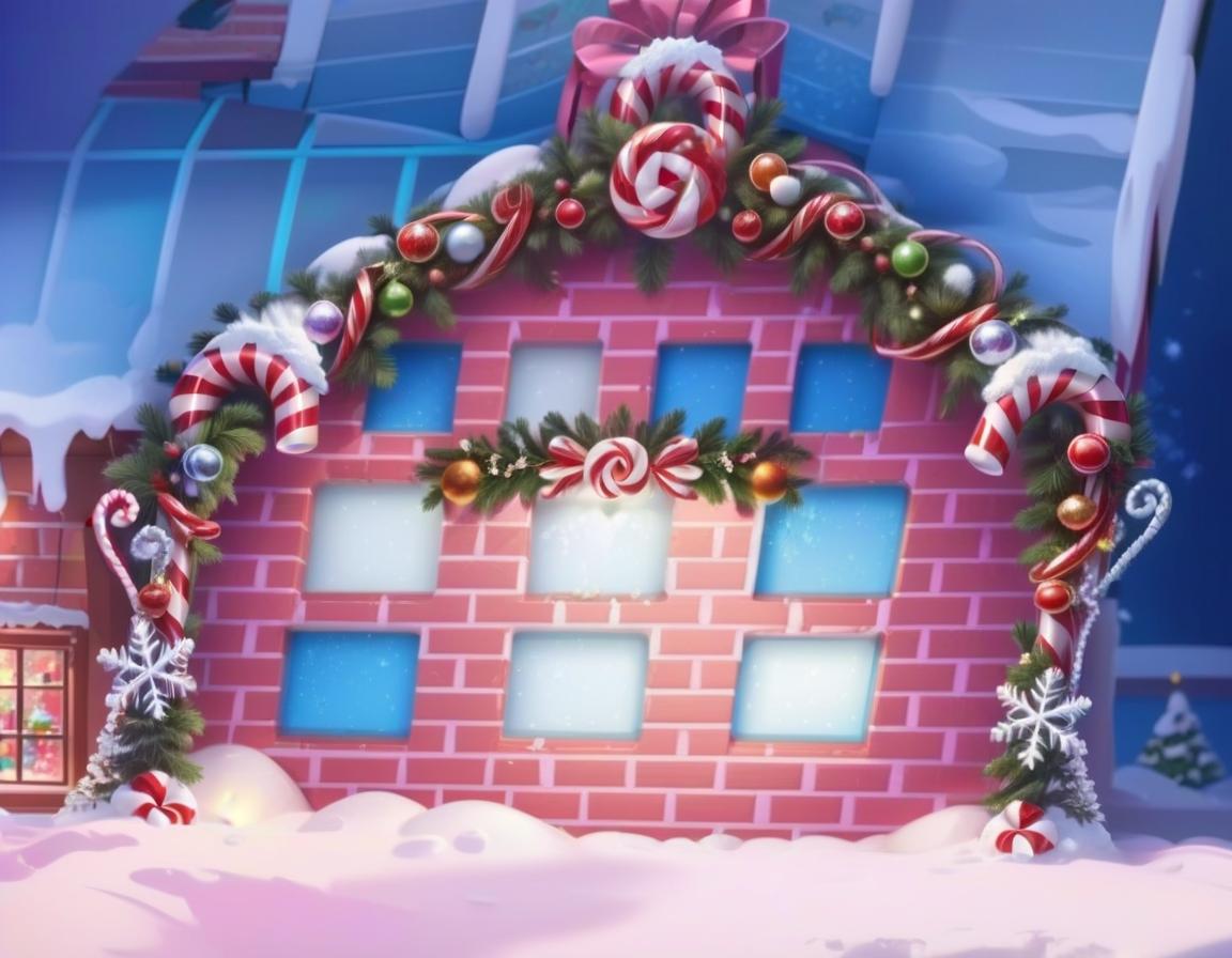  isometric style an arch made up of candy canes and ornaments, christmas garland with decoration, pine needle and snow on it . vibrant, beautiful, crisp, detailed, ultra detailed, intricate, civitai