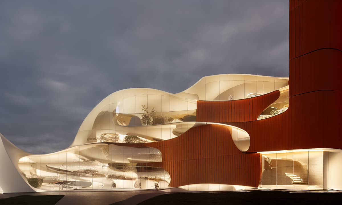  modern architecture,shaped like orange peels,repeating shapes,subtractive segments,aligned curvature,contiguous placement,open edges,circular segments hyperrealistic, full body, detailed clothing, highly detailed, cinematic lighting, stunningly beautiful, intricate, sharp focus, f/1. 8, 85mm, (centered image composition), (professionally color graded), ((bright soft diffused light)), volumetric fog, trending on instagram, trending on tumblr, HDR 4K, 8K