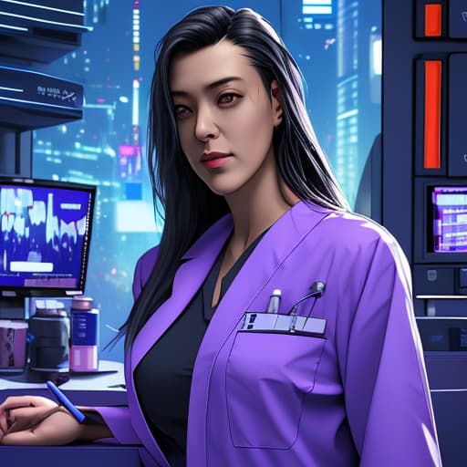  Cyberpunk medical doctor wearing scrubs