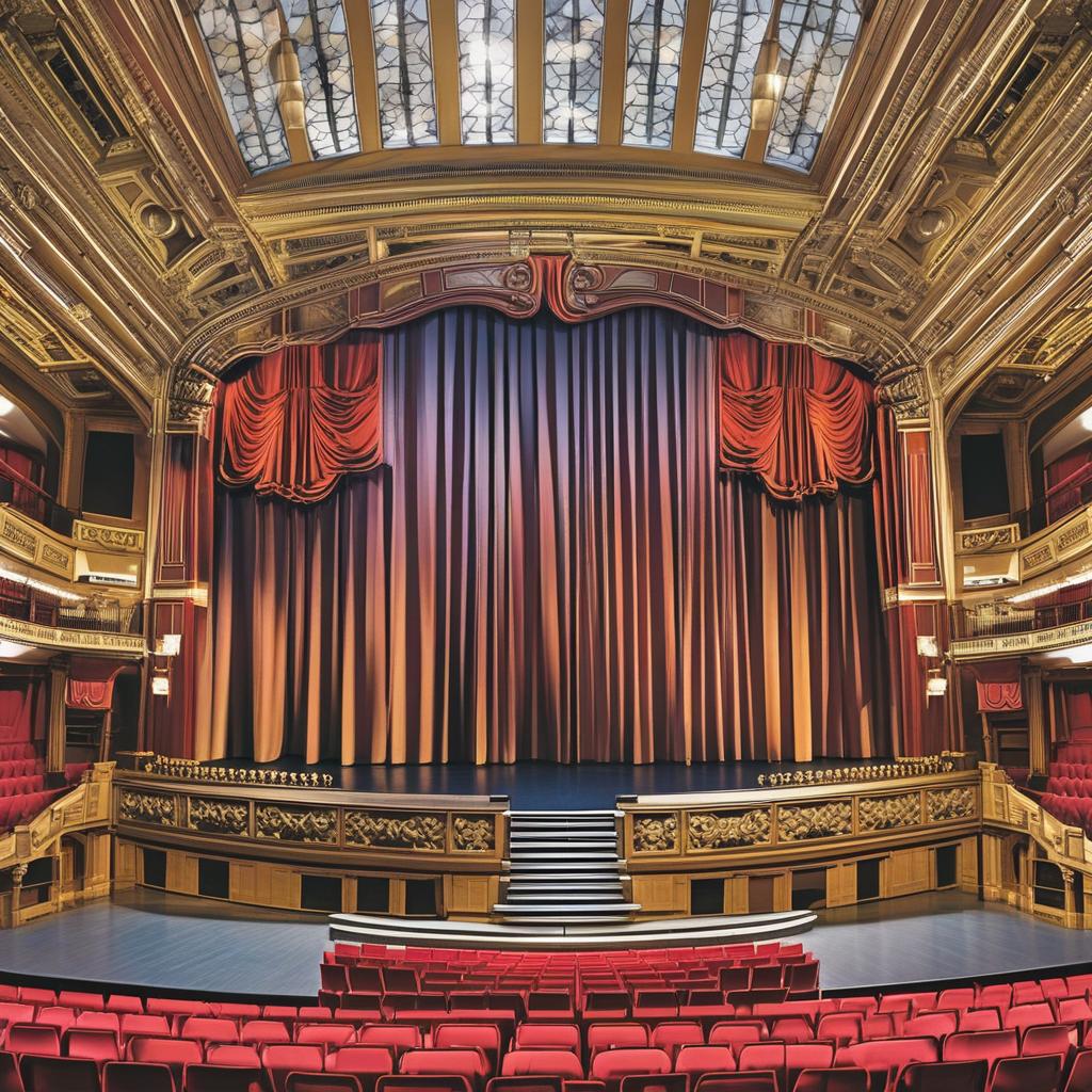  The actor rises from the stage in the auditorium aisle