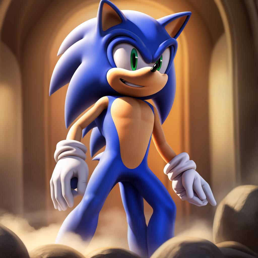  Sonic the hedgehog (sega) full body, open eyes, digital art, masterpiece, 4k, fine details,