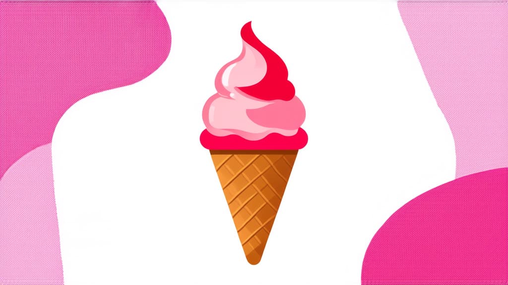  flat illustration, flaticon, (illustration:1.15), ice cream icon on white background ar 16:9, [cory loftis, strobist, pascal campion :: 0.2]