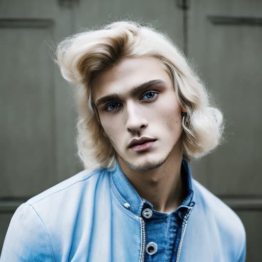 portrait+ style Russian LGBT queer fashion model blonde hunk dude face