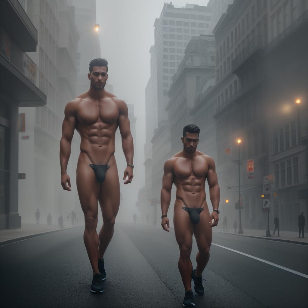  Naked men hyperrealistic, full body, detailed clothing, highly detailed, cinematic lighting, stunningly beautiful, intricate, sharp focus, f/1. 8, 85mm, (centered image composition), (professionally color graded), ((bright soft diffused light)), volumetric fog, trending on instagram, trending on tumblr, HDR 4K, 8K