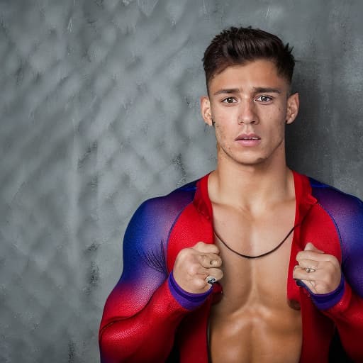 portrait+ style Colombian sport gymnast queer brunette hunk dude face