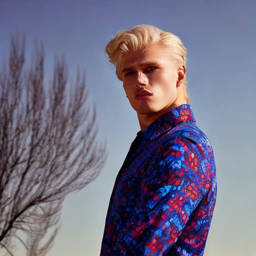 portrait+ style Russian LGBT queer fashion model blonde hunk dude face