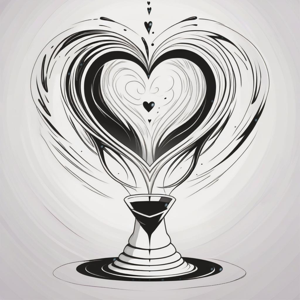  line art drawing funnel of love, same nightmare. anime style . professional, sleek, modern, minimalist, graphic, line art, vector graphics