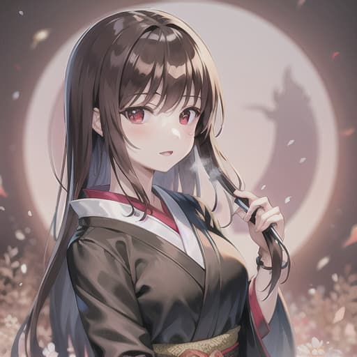  master piece , best quality,japanese clothes, brown hair, red eyes, dragon god, beautiful sister, cool, gorgeous, and surprising.