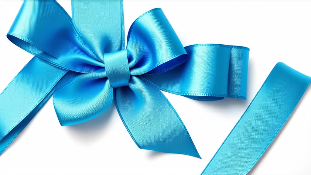  light blue satin ribbon isolated on white background with clipping path, bow color curly scroll set for holiday, birthday, wedding card confetti design decoration ar 16:9 {prompt}, maximum details