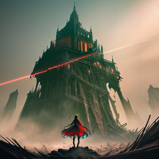  Visually rich anime concept art of a detailed and ominous gothic castle in a dark and magical world. The art features bioluminescent lighting, deep shadows, and a giant red moon in the background. The environment is complex and detailed, with light outlines that create a perfect composition based on the golden ratio. This artwork is a masterpiece, full of intricate details that make it look realistic. The 4K and 8K quality add to the overall beauty of the piece., epic concept art by barlowe wayne, ruan jia, light effect, volumetric light, 3d, ultra clear detailed, octane render, 8k, dark green hyperrealistic, full body, detailed clothing, highly detailed, cinematic lighting, stunningly beautiful, intricate, sharp focus, f/1. 8, 85mm, (centered image composition), (professionally color graded), ((bright soft diffused light)), volumetric fog, trending on instagram, trending on tumblr, HDR 4K, 8K
