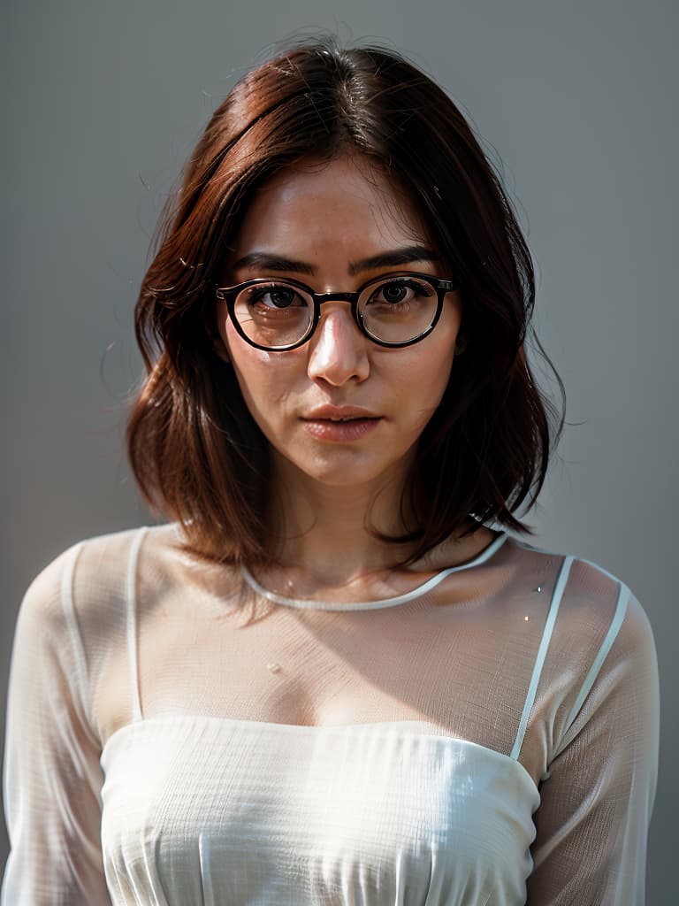  glasses, thin eyes, women, 1, white background, brown hair, short hair, korean, masterpiece, best quality,8k,ultra detailed,high resolution,an extremely delicate and beautiful,hyper detail hyperrealistic, full body, detailed clothing, highly detailed, cinematic lighting, stunningly beautiful, intricate, sharp focus, f/1. 8, 85mm, (centered image composition), (professionally color graded), ((bright soft diffused light)), volumetric fog, trending on instagram, trending on tumblr, HDR 4K, 8K