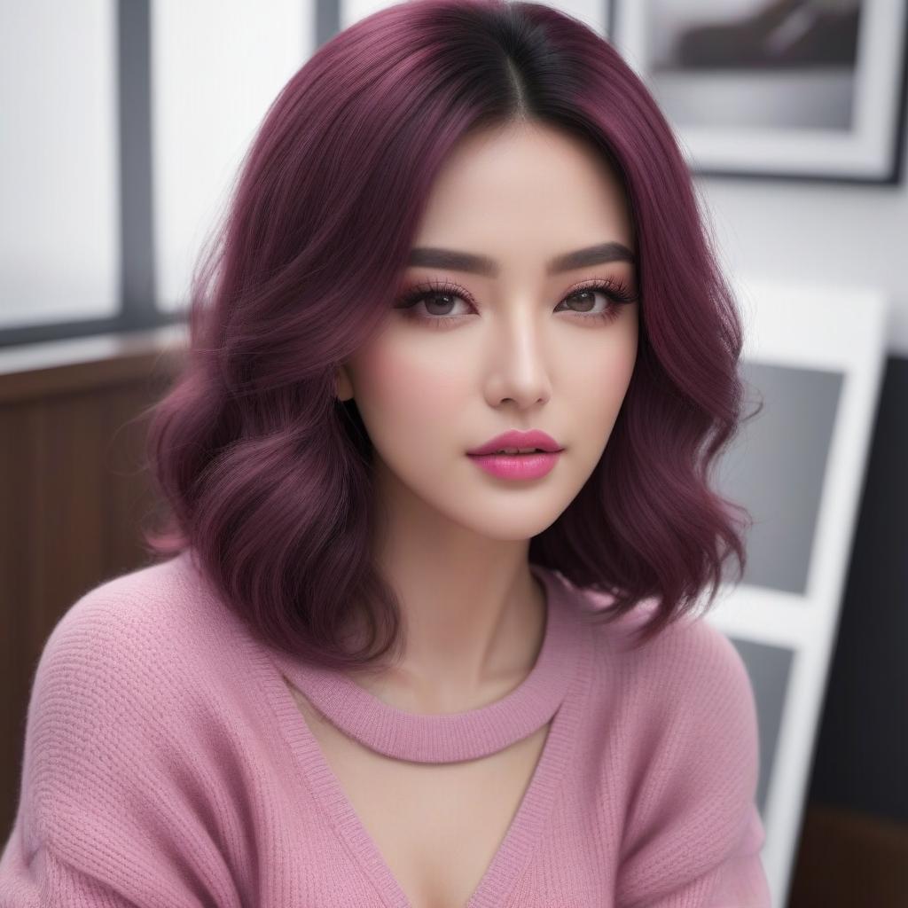  Sweater color pink hyperrealistic, full body, detailed clothing, highly detailed, cinematic lighting, stunningly beautiful, intricate, sharp focus, f/1. 8, 85mm, (centered image composition), (professionally color graded), ((bright soft diffused light)), volumetric fog, trending on instagram, trending on tumblr, HDR 4K, 8K