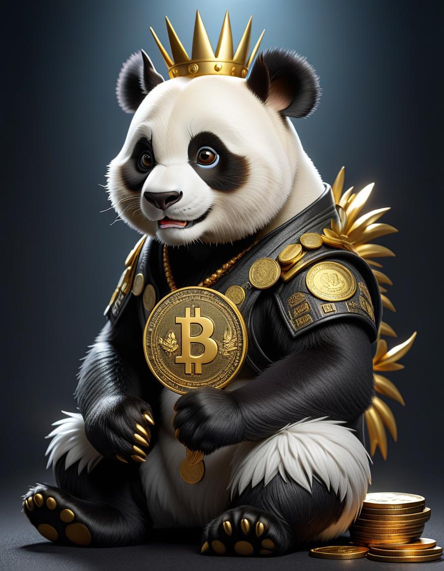  create a picture of the dollar rate rising and falling in gold color in the center a cartoon panda with a mohawk with a coin in his hand on a black background hyperrealistic, full body, detailed clothing, highly detailed, cinematic lighting, stunningly beautiful, intricate, sharp focus, f/1. 8, 85mm, (centered image composition), (professionally color graded), ((bright soft diffused light)), volumetric fog, trending on instagram, trending on tumblr, HDR 4K, 8K