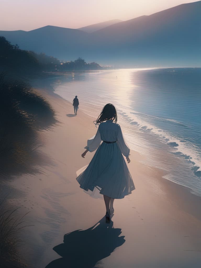  couples walking on the sandy beach, the whole body, the sky is evening sky, the background is the sea, two people are walking with two people, masterpiece, best quality,8k,ultra detailed,high resolution,an extremely delicate and beautiful,hyper detail