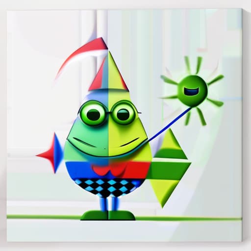  little greenman toy story in cubism art style