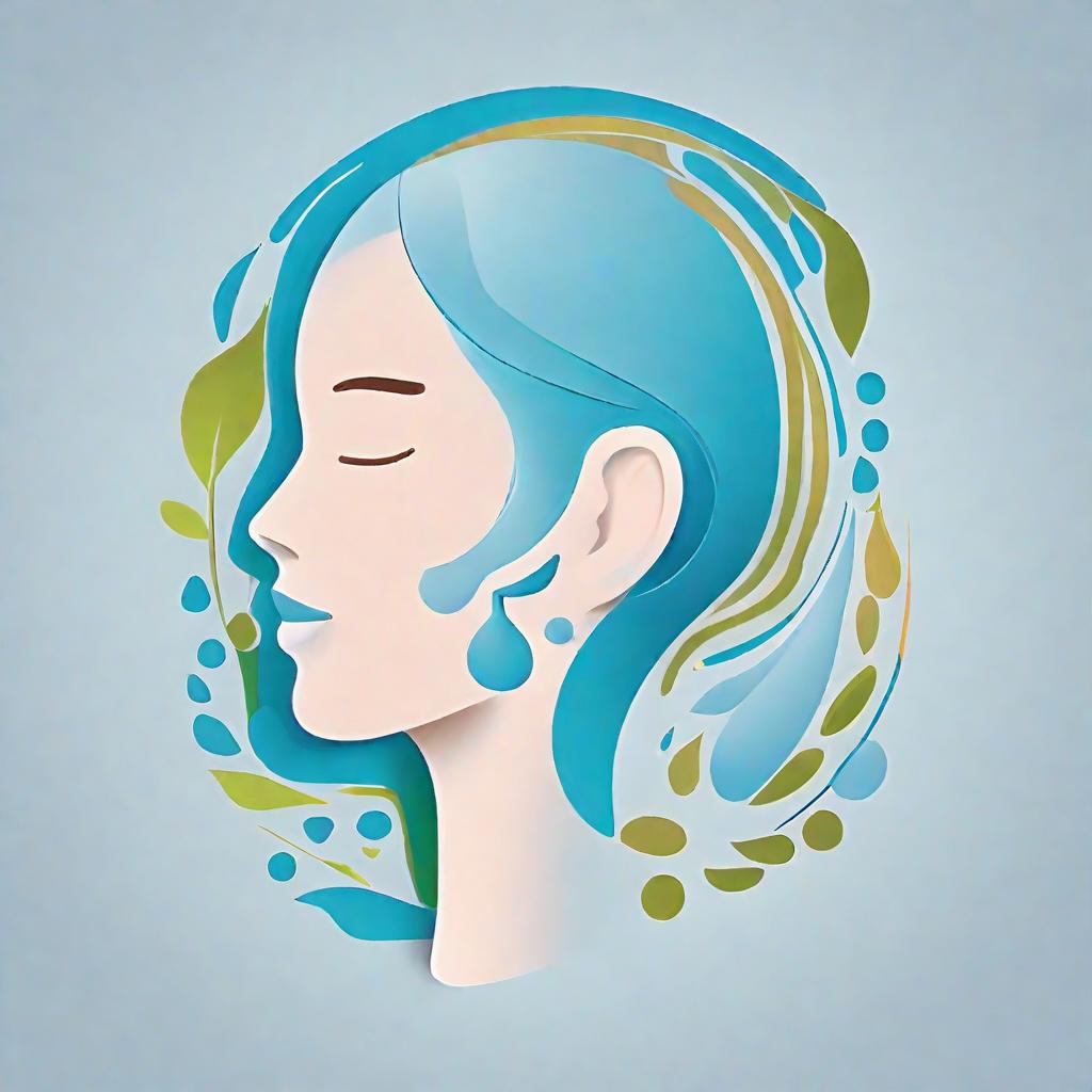  app icon of Concept: Central Icon: A stylized, abstract human face profile to represent the overall focus on beauty, health, and care. Three Elements: Tooth Shape incorporated subtly in the lower part of the face profile for dental services. Leaf/Feather shape intertwined within the face to symbolize skincare and dermatology (organic/natural care). Beauty Lines/Cosmetic Brushstroke representing cosmetology, forming part of the hair or skin area of the face. Color Palette: Primary: Soft blue (medical, trust, and cleanliness). Secondary: Light pink or soft gold (luxury, beauty). Accent: Light green (organic/natural care). Typography: Primary Font: Modern, clean sans-serif like Helvetica or Avenir for the clinic’s name to communicate prof