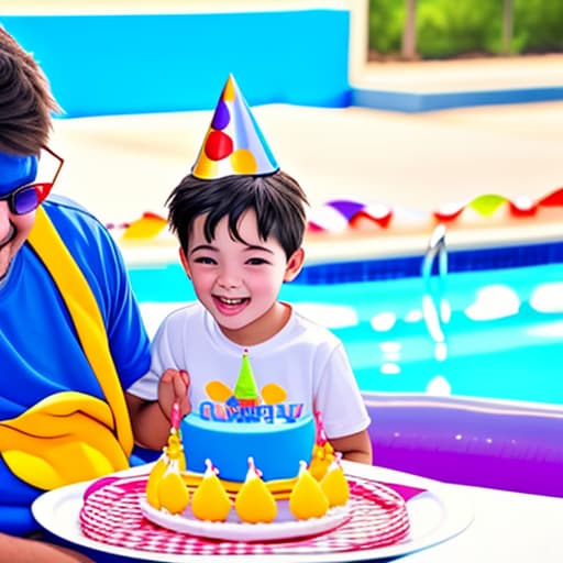  little boys birthday party at the pool