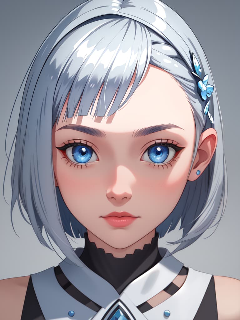  girl, blue eyed, gray hair bob, masterpiece, best quality,8k,ultra detailed,high resolution,an extremely delicate and beautiful,hyper detail