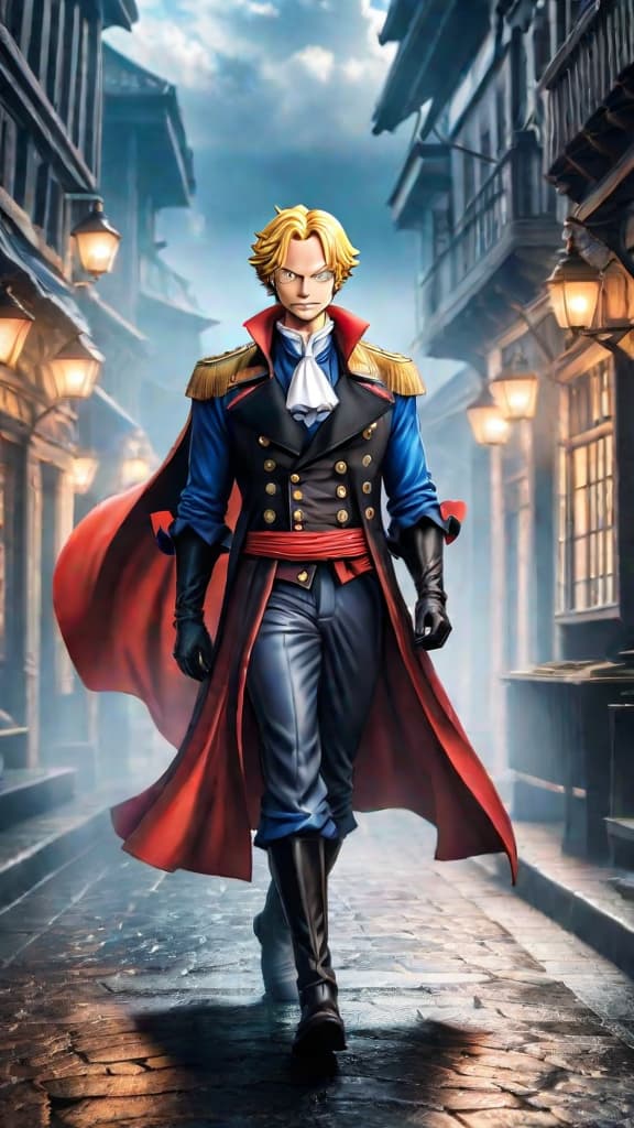  anime art: sabo from one piece, under dragon's care, regains memories, fights world government tyranny. hyperrealistic, full body, detailed clothing, highly detailed, cinematic lighting, stunningly beautiful, intricate, sharp focus, f/1. 8, 85mm, (centered image composition), (professionally color graded), ((bright soft diffused light)), volumetric fog, trending on instagram, trending on tumblr, HDR 4K, 8K