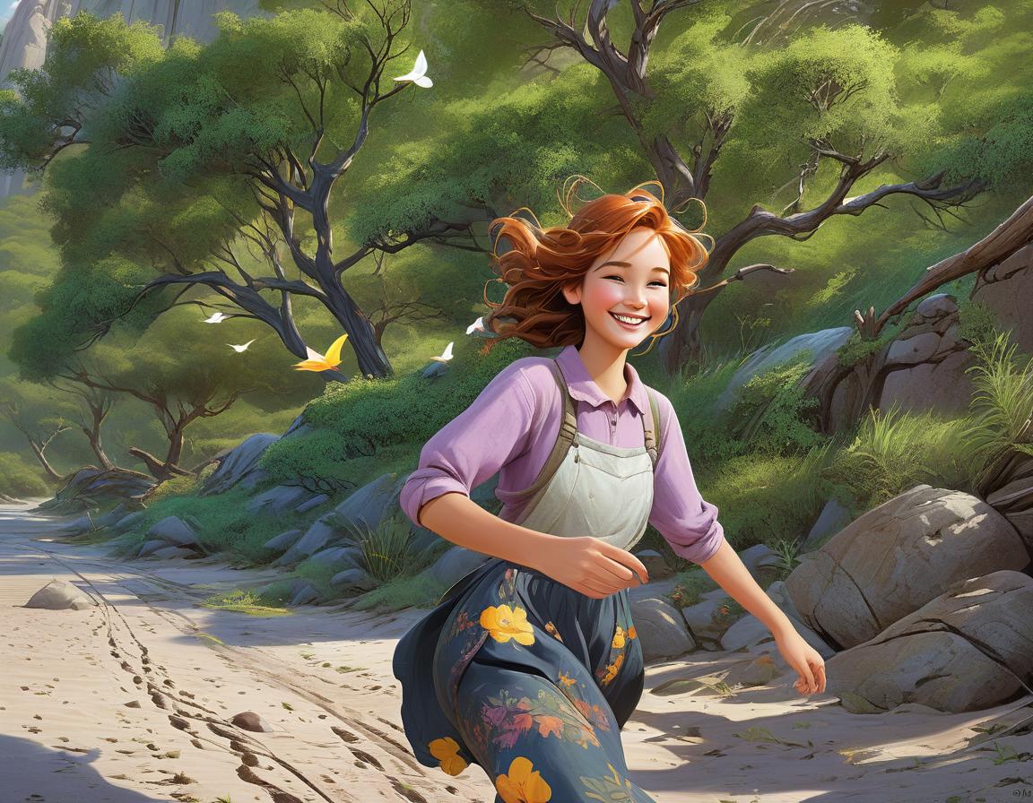  concept art in front of the girl beautiful smile the wind . digital artwork, illustrative, painterly, matte painting, highly detailed