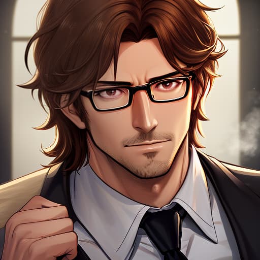  A portrait at mid chest level, a handsome adult man with short light brown hair, slightly combed back in glasses and in a shirt with a tie. hyperrealistic, full body, detailed clothing, highly detailed, cinematic lighting, stunningly beautiful, intricate, sharp focus, f/1. 8, 85mm, (centered image composition), (professionally color graded), ((bright soft diffused light)), volumetric fog, trending on instagram, trending on tumblr, HDR 4K, 8K