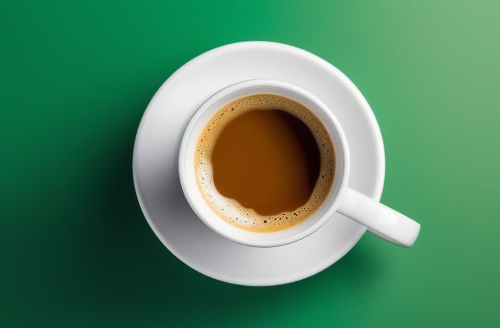  white eco coffee cup on a green background, empty space for text on the left, top view ar 3:2 high quality, detailed intricate insanely detailed, flattering light, RAW photo, photography, photorealistic, ultra detailed, depth of field, 8k resolution , detailed background, f1.4, sharpened focus