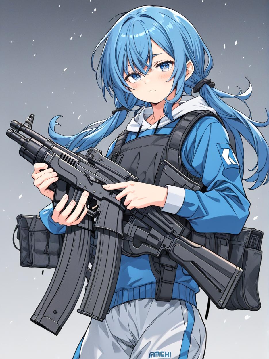  manga artwork nagi from blue lock(football anime) with a ak 47 on hands. manga artist. manga, highly emotional. best quality, high resolution