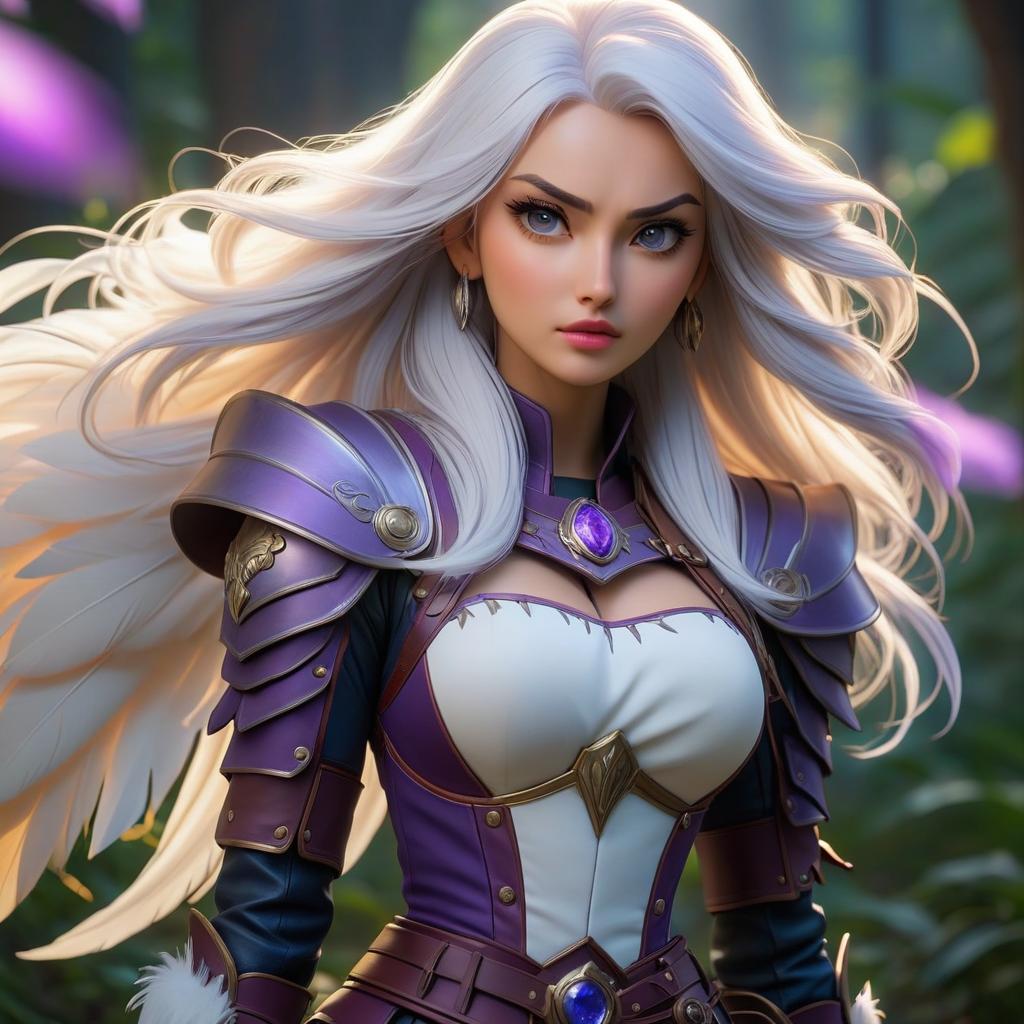  anime artwork a shot from the elfian bulb, a strong animation of a woman with a valkyria radius, long white hair feathers, purple archana, elfish leather armour, anim, anim, fiction . anime style, key visual, vibrant, studio anime, highly detailed, civitai hyperrealistic, full body, detailed clothing, highly detailed, cinematic lighting, stunningly beautiful, intricate, sharp focus, f/1. 8, 85mm, (centered image composition), (professionally color graded), ((bright soft diffused light)), volumetric fog, trending on instagram, trending on tumblr, HDR 4K, 8K