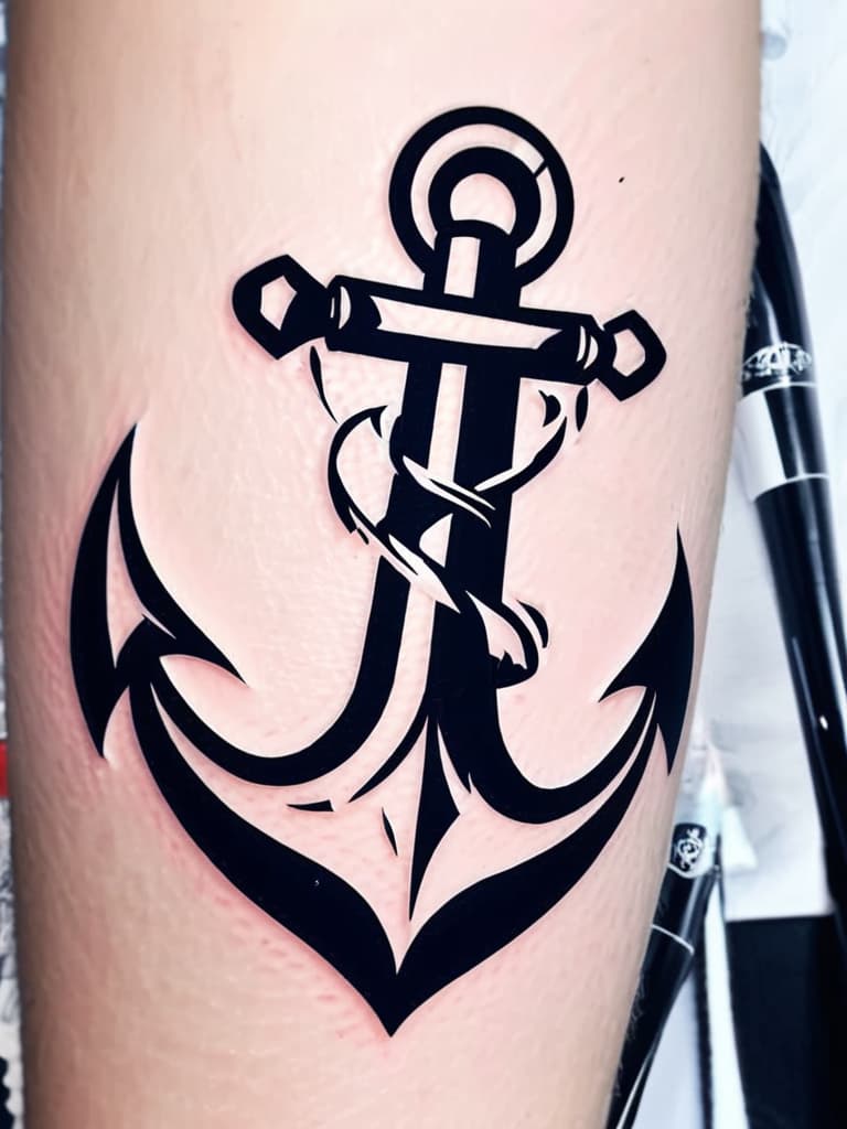  anchor, (tattoo:1.15), black and white style, hq, hightly detailed, 4k