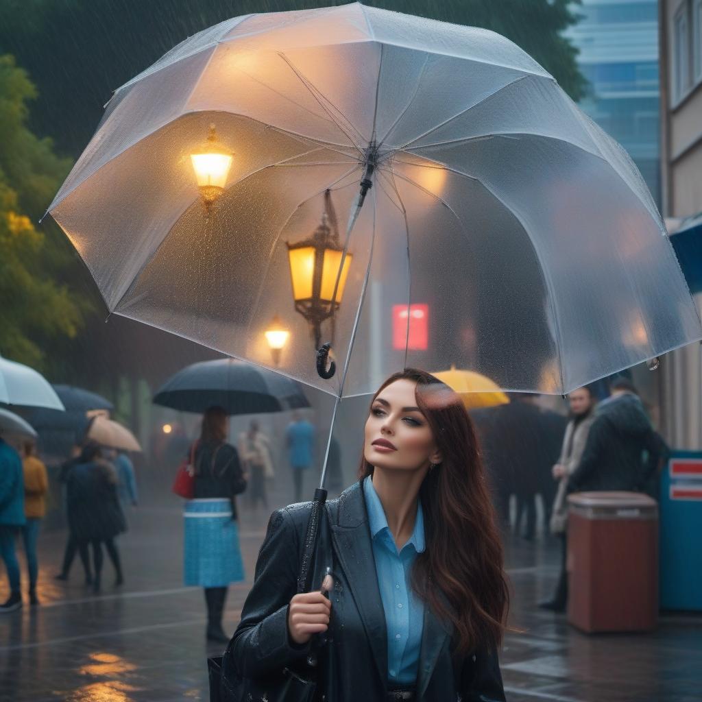  Rain in Rostov-on-Don, beautiful urban landscape hyperrealistic, full body, detailed clothing, highly detailed, cinematic lighting, stunningly beautiful, intricate, sharp focus, f/1. 8, 85mm, (centered image composition), (professionally color graded), ((bright soft diffused light)), volumetric fog, trending on instagram, trending on tumblr, HDR 4K, 8K