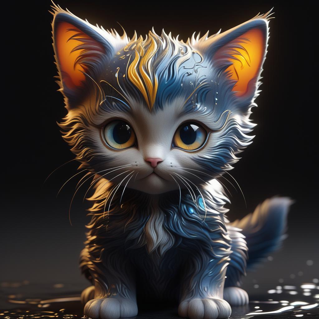  (a cute kitten), hyperdetailed eyes, tee shirt design, line art, black background, ultra detailed artistic, detailed gorgeous face, natural skin, water splash, colour splash art, fire and ice, splatter, black ink, liquid melting, dreamy, glowing, glamour, glimmer, shadows, oil on canvas, brush strokes, smooth, ultra high definition, 8k, unreal engine 5, ultra sharp focus, intricate artwork masterpiece, ominous, golden ratio, highly detailed, vibrant, production cinematic character render, ultra, civitai, perfect hands hyperrealistic, full body, detailed clothing, highly detailed, cinematic lighting, stunningly beautiful, intricate, sharp focus, f/1. 8, 85mm, (centered image composition), (professionally color graded), ((bright soft diffused