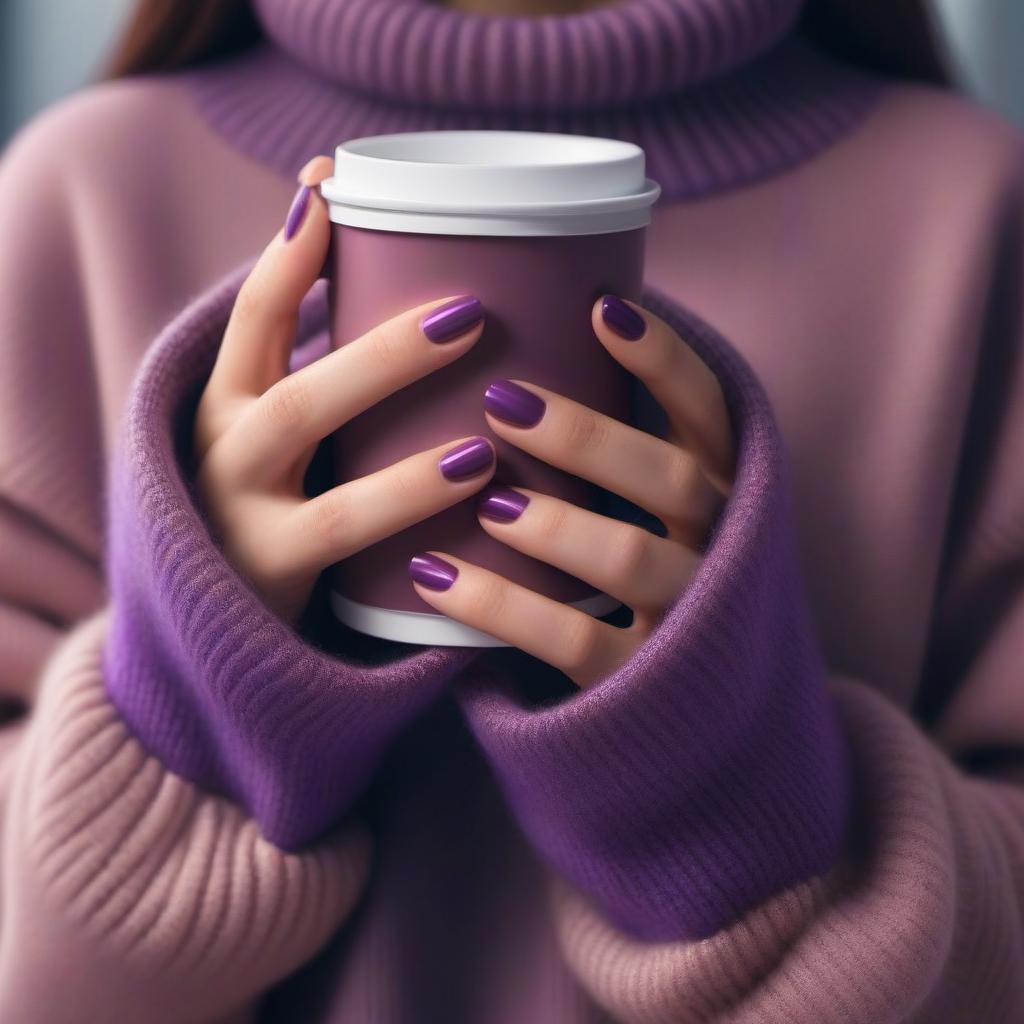  Change the color of the sweater to purple hyperrealistic, full body, detailed clothing, highly detailed, cinematic lighting, stunningly beautiful, intricate, sharp focus, f/1. 8, 85mm, (centered image composition), (professionally color graded), ((bright soft diffused light)), volumetric fog, trending on instagram, trending on tumblr, HDR 4K, 8K