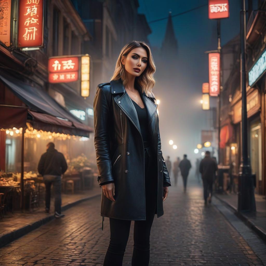  , beautiful , big s, , showing language, street, night, light of lights hyperrealistic, full body, detailed clothing, highly detailed, cinematic lighting, stunningly beautiful, intricate, sharp focus, f/1. 8, 85mm, (centered image composition), (professionally color graded), ((bright soft diffused light)), volumetric fog, trending on instagram, trending on tumblr, HDR 4K, 8K