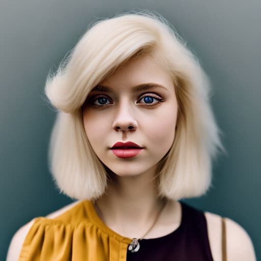 portrait+ style Russian LGBT queer Tiktok personality blonde female face