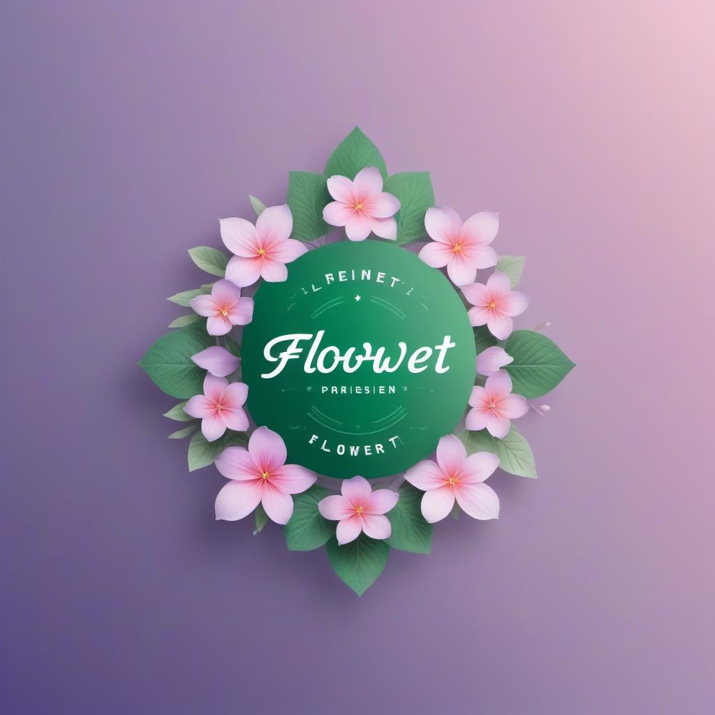  the logo of the brand "FLOWEREN" in the format of a regular photo. The color scheme is delicate green, delicate purple, delicate pink. Smooth flowing transition in color shades. The brand logo (FLOWEREN) is strictly in the center of the image.