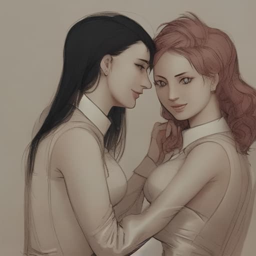  Two women being romantic