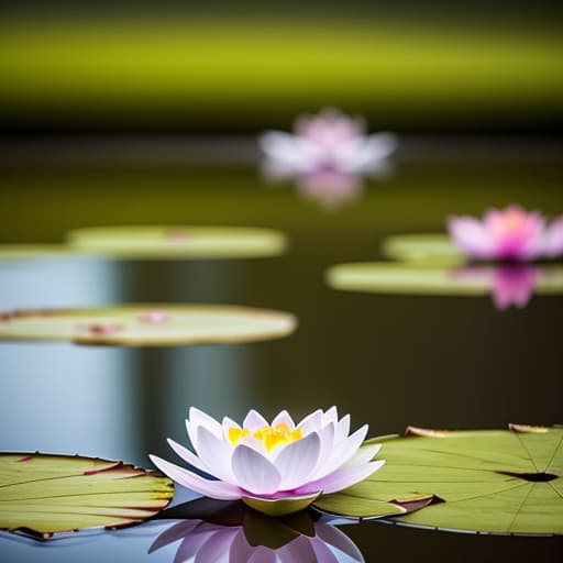  a soft, glowing lotus flower floating on a still pond, symbolizing the purity of the soul. above the lotus, light waves representing mantras ripple outward, connecting to the sky and stars, symbolizing the soul's evolution and connection to the universe. the colors are soft and ethereal, with blues, purples, and hints of gold to evoke a peaceful, spiritual atmosphere. hyperrealistic, full body, detailed clothing, highly detailed, cinematic lighting, stunningly beautiful, intricate, sharp focus, f/1. 8, 85mm, (centered image composition), (professionally color graded), ((bright soft diffused light)), volumetric fog, trending on instagram, trending on tumblr, HDR 4K, 8K