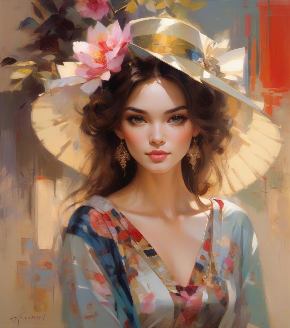  portait of a beautiful woman, a masterwork detail quality line and developed, add featured alluring illusions, adorable hybrid painting, deep oriental tones, randomly placed, comprehensive finely art style by carne griffith michael garmash, ivan shiskin